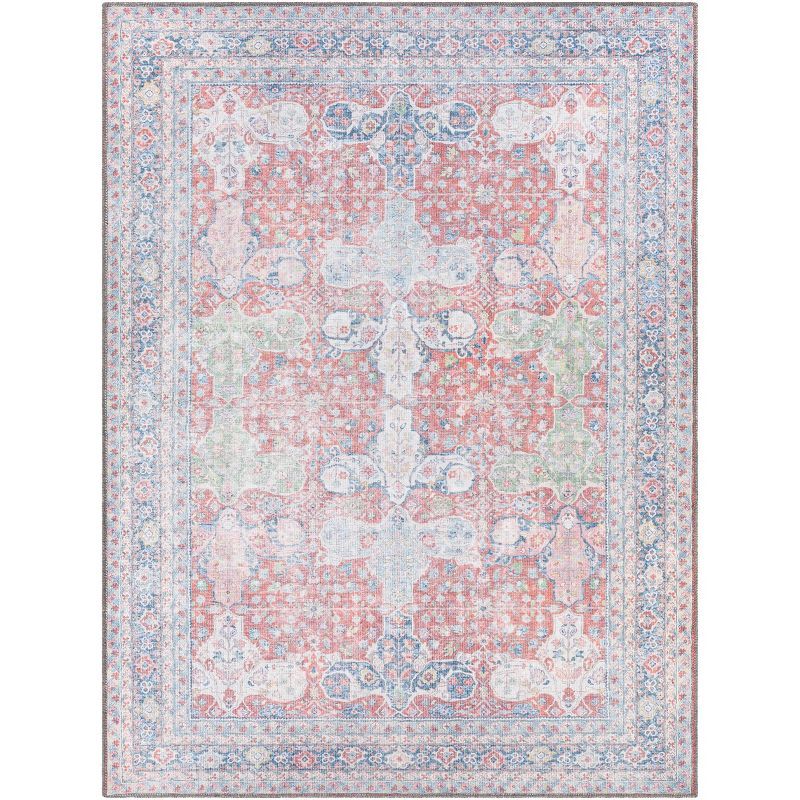 Reversible Hand-Knotted Blue Wool & Chenille Easy-Care Rug