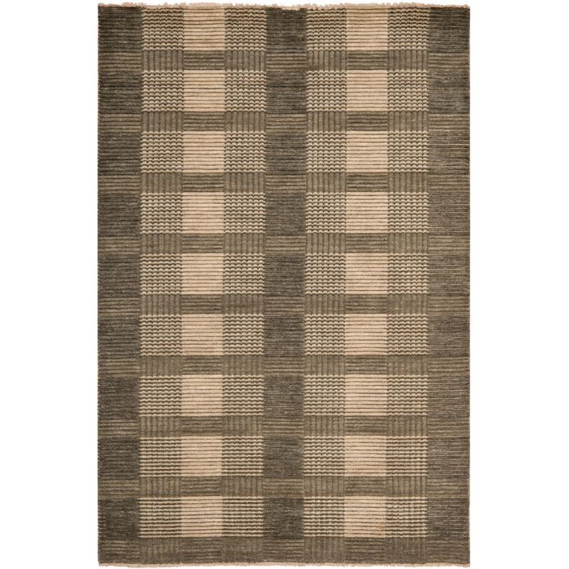 Hand-Knotted Artisan Charcoal Gray Wool & Viscose 9' x 12' Area Rug