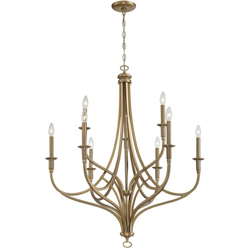 Elegant Brushed Honey Gold 9-Light Candle Chandelier