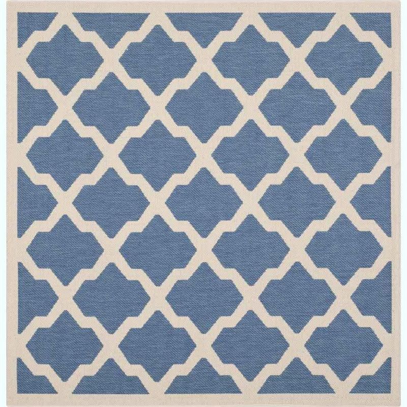 Blue Square Synthetic Easy Care Stain-Resistant Area Rug