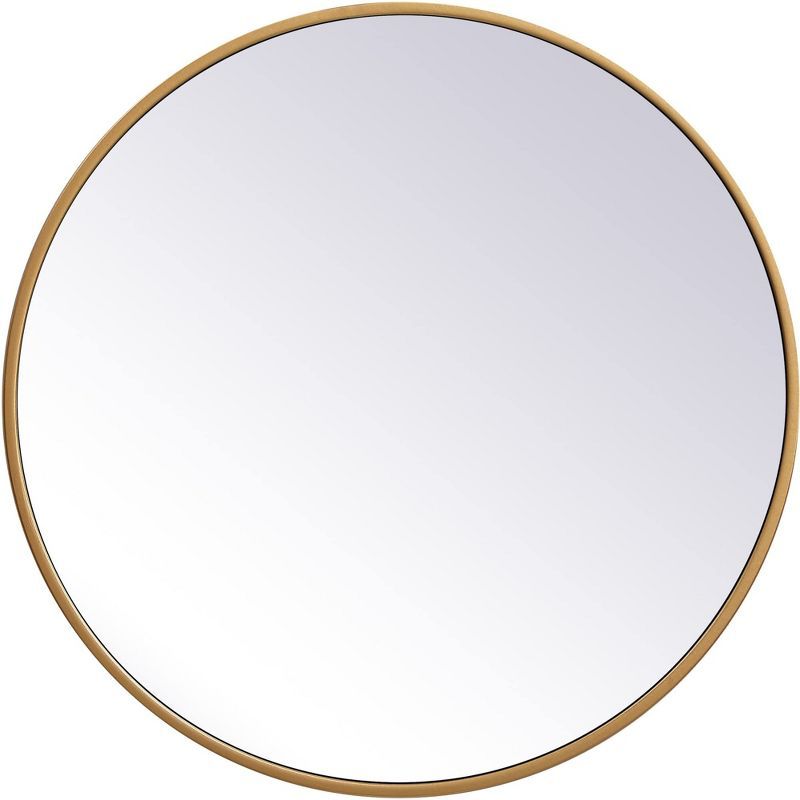 Contemporary Gold Round Metal Frame Vanity Mirror