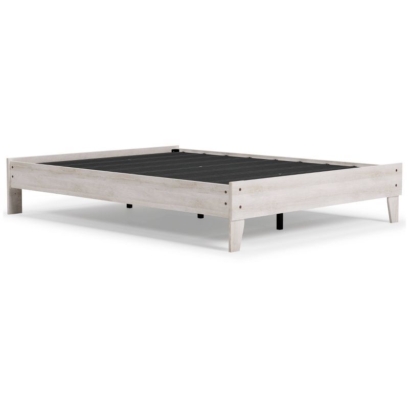 Chic Provincial Queen Platform Bed with Wood Frame in White & Dark Charcoal