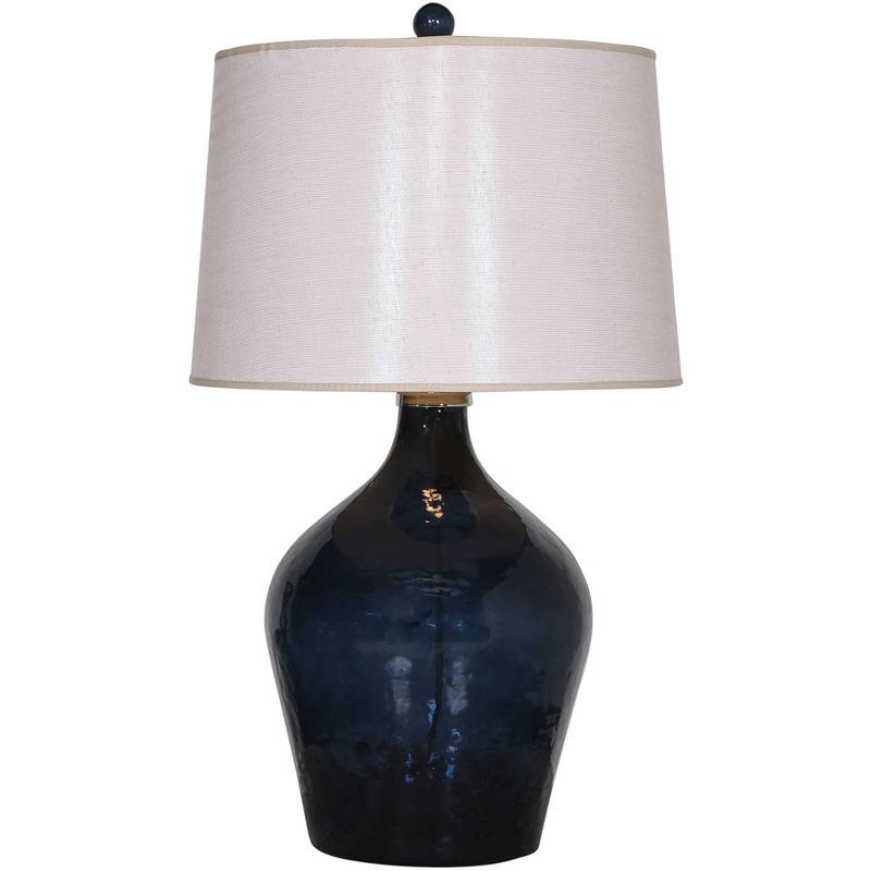 Midnight Blue Hammered Glass Table Lamp with Tapered Shade