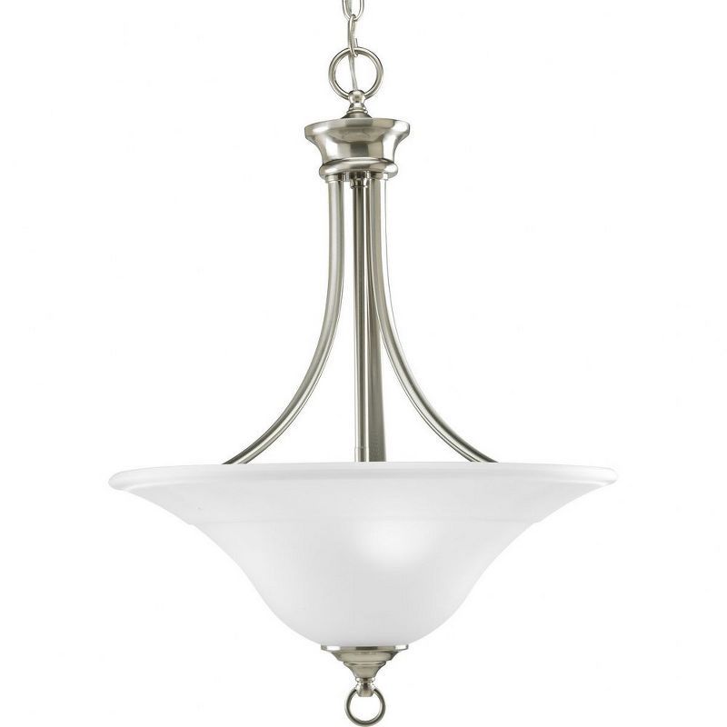 Trinity Brushed Nickel 3-Light Foyer Pendant with Etched Glass Shade