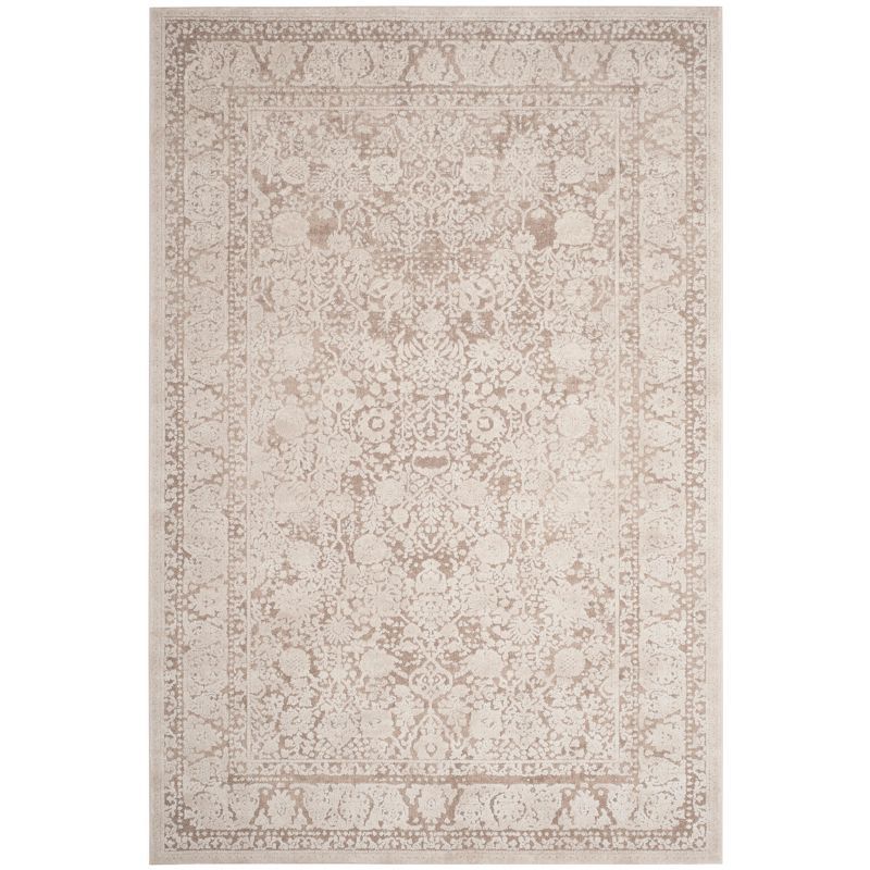 Elegant Beige/Cream Floral Synthetic 9' x 12' Area Rug