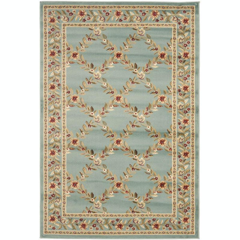 Traditional Persian Blue Floral & Vine Rectangular Area Rug