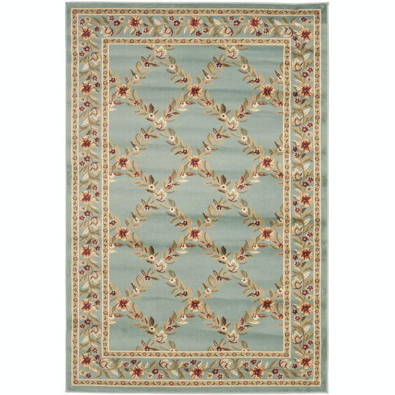 Traditional Persian Blue Floral & Vine Rectangular Area Rug