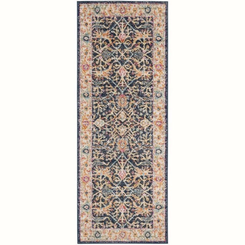 Hand-Knotted Chic Metro Navy & Cream Cotton Blend Runner Rug - 2'3" X 6'