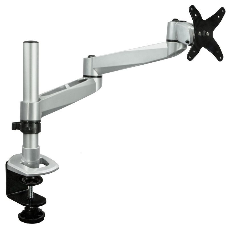 Silver Adjustable Die-Cast Aluminum Single Monitor Desk Mount