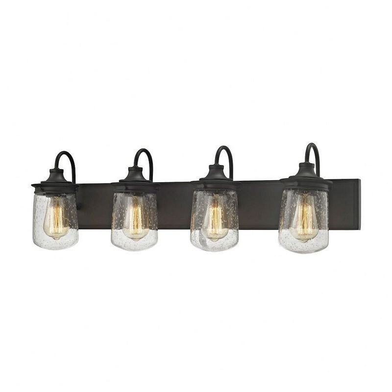 Hamel Oil Rubbed Bronze 32" Vanity Light with Clear Seedy Glass