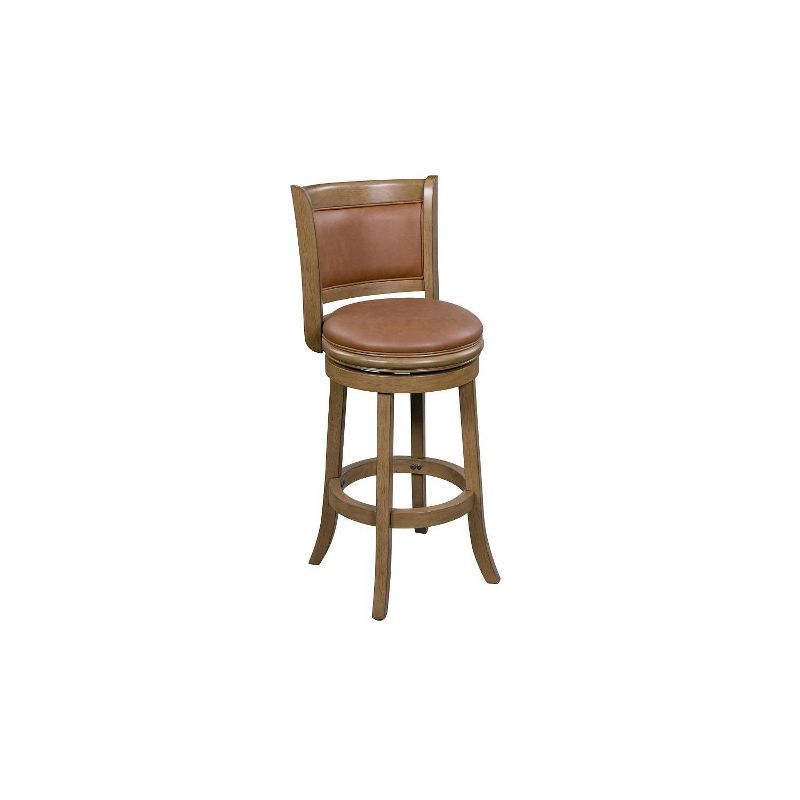 Caramel Faux Leather and Wood Swivel Counter Stool