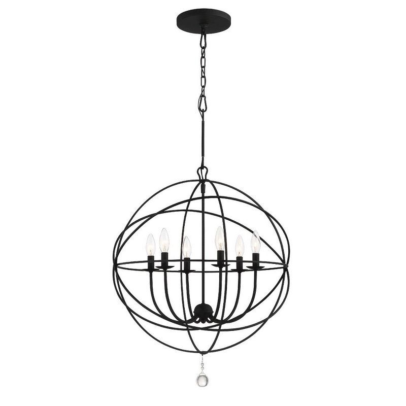 Solaris Black 6-Light Sphere Chandelier with Clear Glass Drops