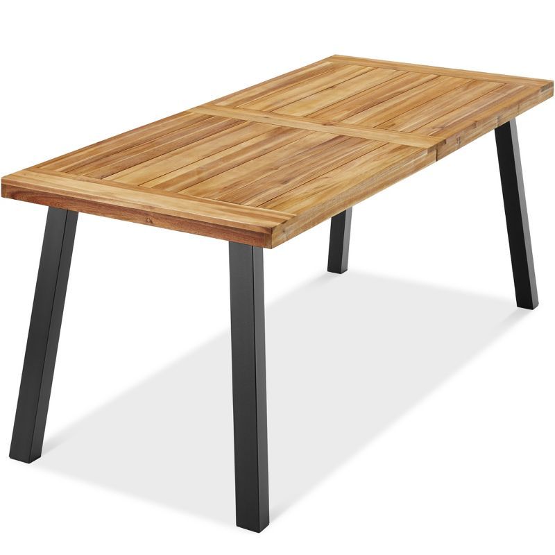 Rustic Acacia Wood 6-Person Dining Table with Metal Legs