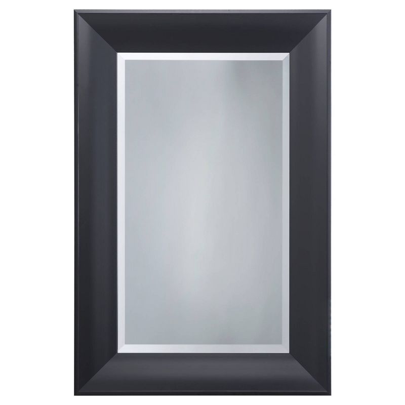 Medium Black Beveled Glass Rectangular Wall Mirror