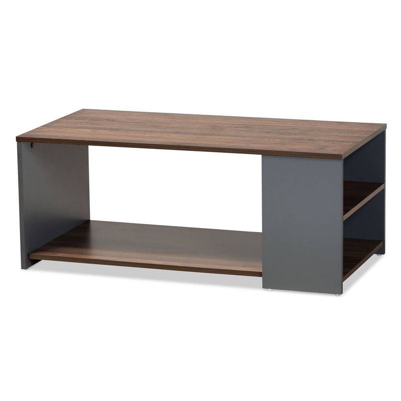 Thornton Walnut Brown and Gray Wood Storage Coffee Table