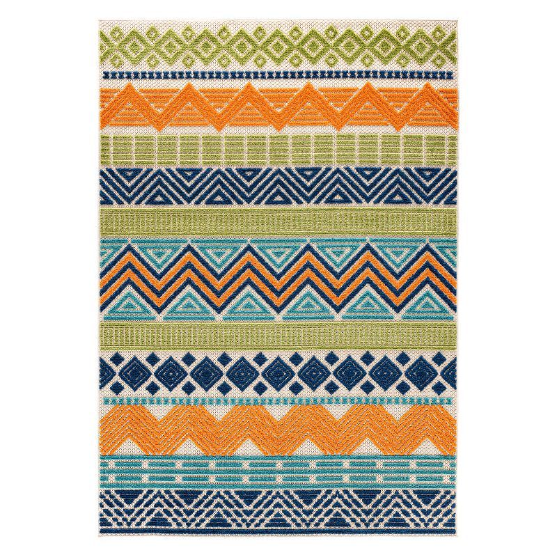 Marbella Multi-Color Boho Geometric Indoor/Outdoor Area Rug