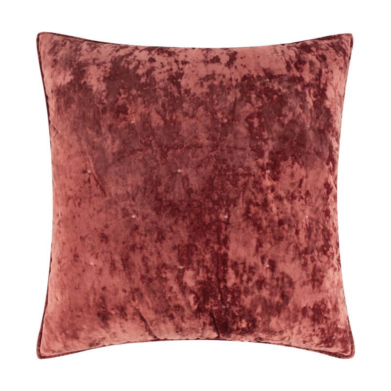 Rust Velvet Quilted Euro Sham with Cotton Filler