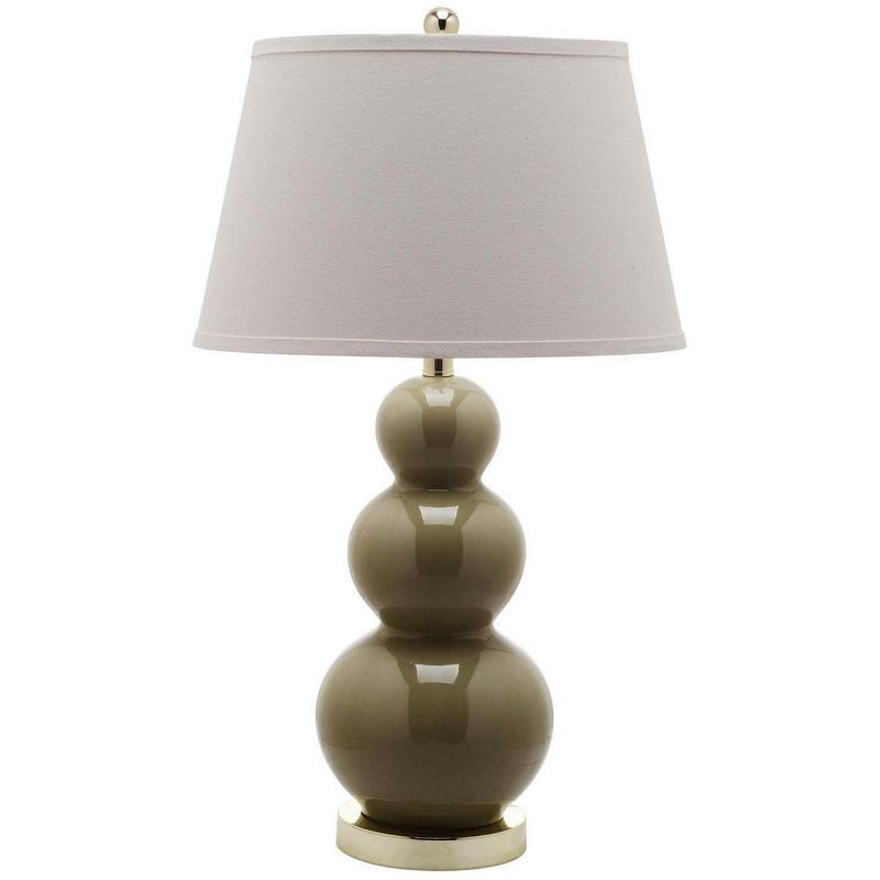 Pamela 28-Inch Taupe Ceramic Triple Gourd Table Lamp Set