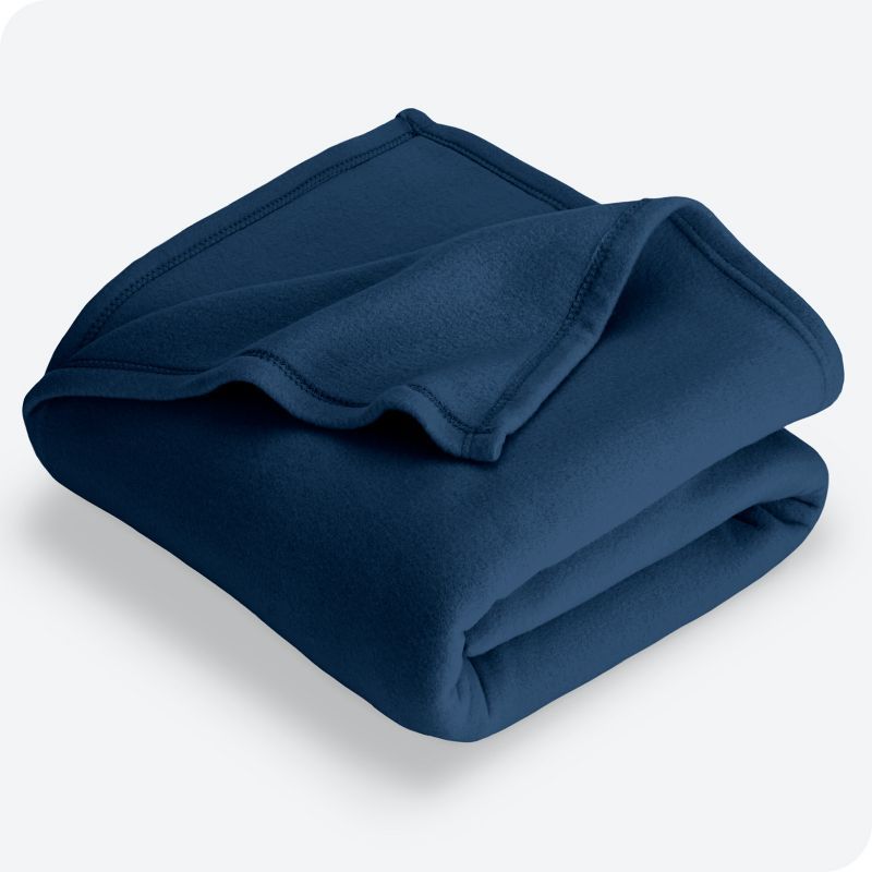 Dark Blue Lightweight Fleece Throw Blanket