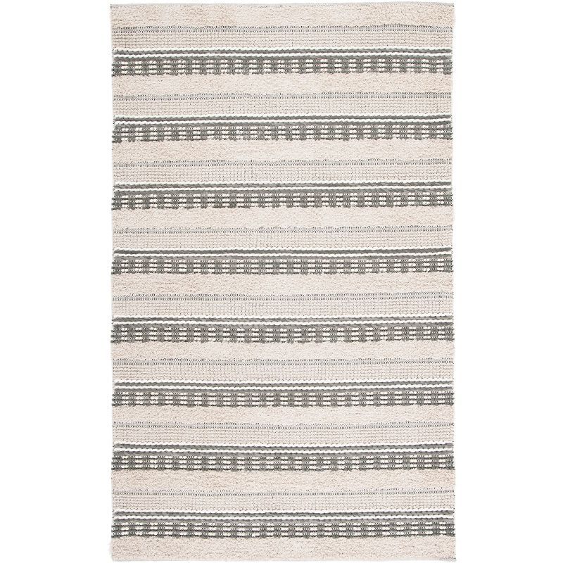 Gray Braided Handmade Rectangular 4' x 6' Wool Cotton Rug