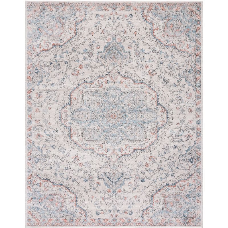 Blue Medallion Rectangular Synthetic 6' x 9' Area Rug