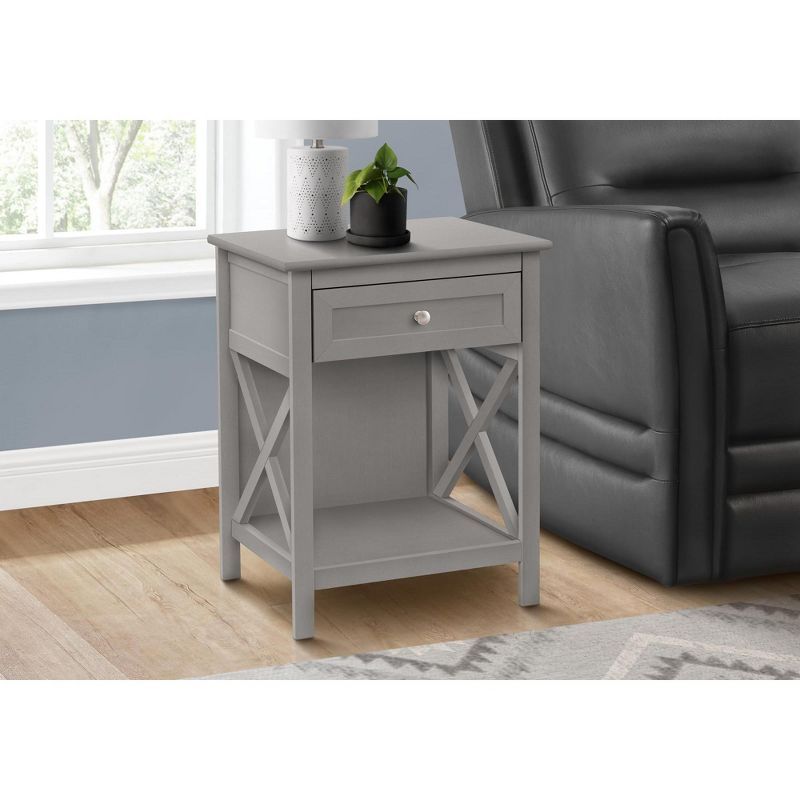 Gray Wood Rectangular End Table with Storage Drawer