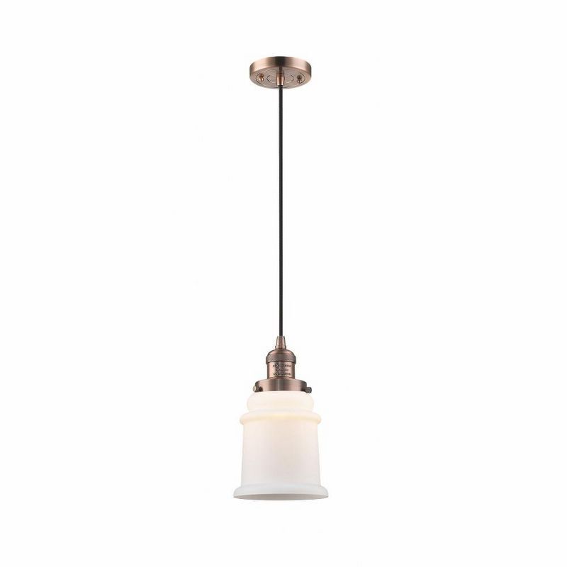 Antique Copper Mini Pendant with Matte White Glass Shade