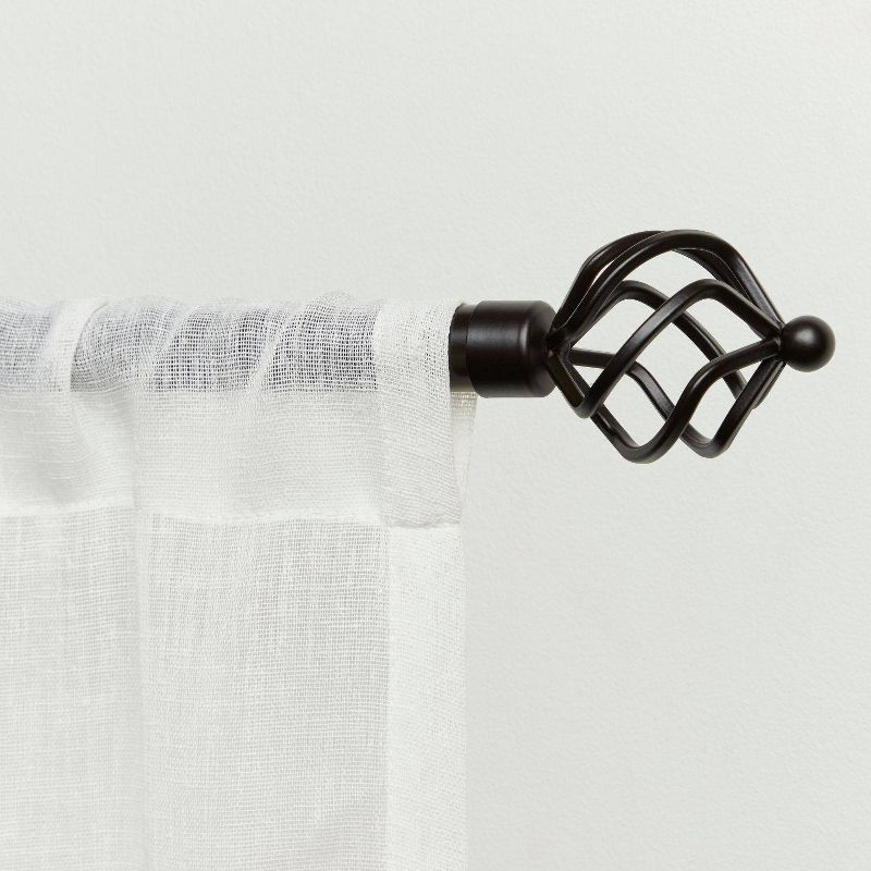 Matte Bronze Adjustable Curtain Rod with Twisted Finial