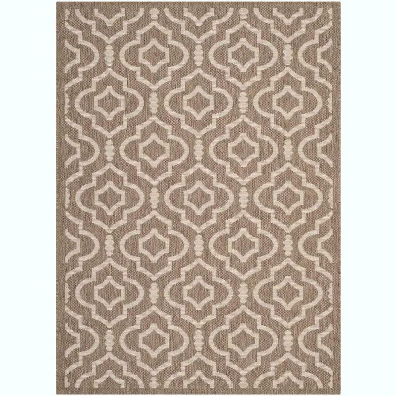 Brown and Bone Geometric Indoor/Outdoor Area Rug