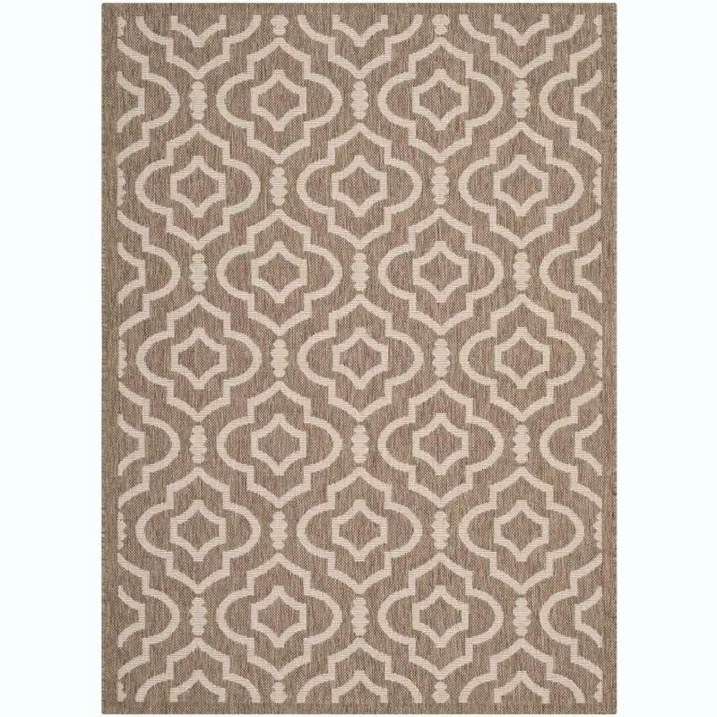 Brown and Bone Geometric Indoor/Outdoor Area Rug