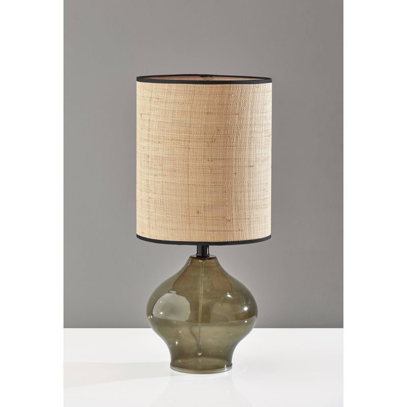 Emma 23.5'' Green Glass Table Lamp with Rattan Shade