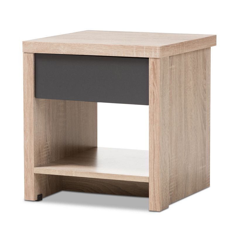 Jamie Two-Tone Oak and Gray Wood 1-Drawer Nightstand