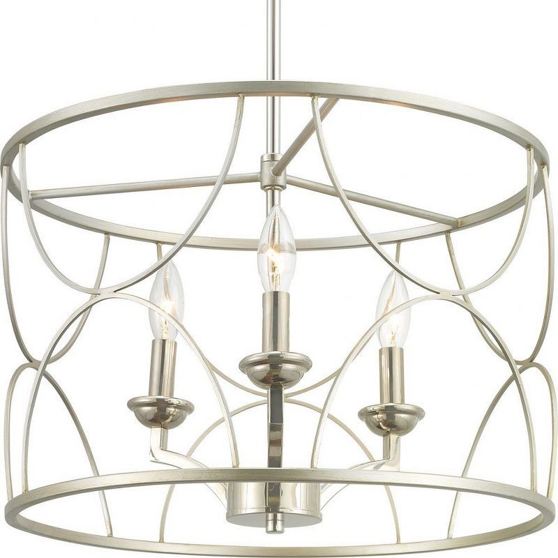 Landree 18" Silver Ridge Geometric Cage Chandelier