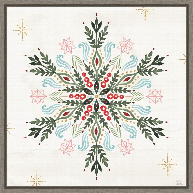 Dina June Christmas Snowflake Canvas Wall Art Print 22 x 22 inches