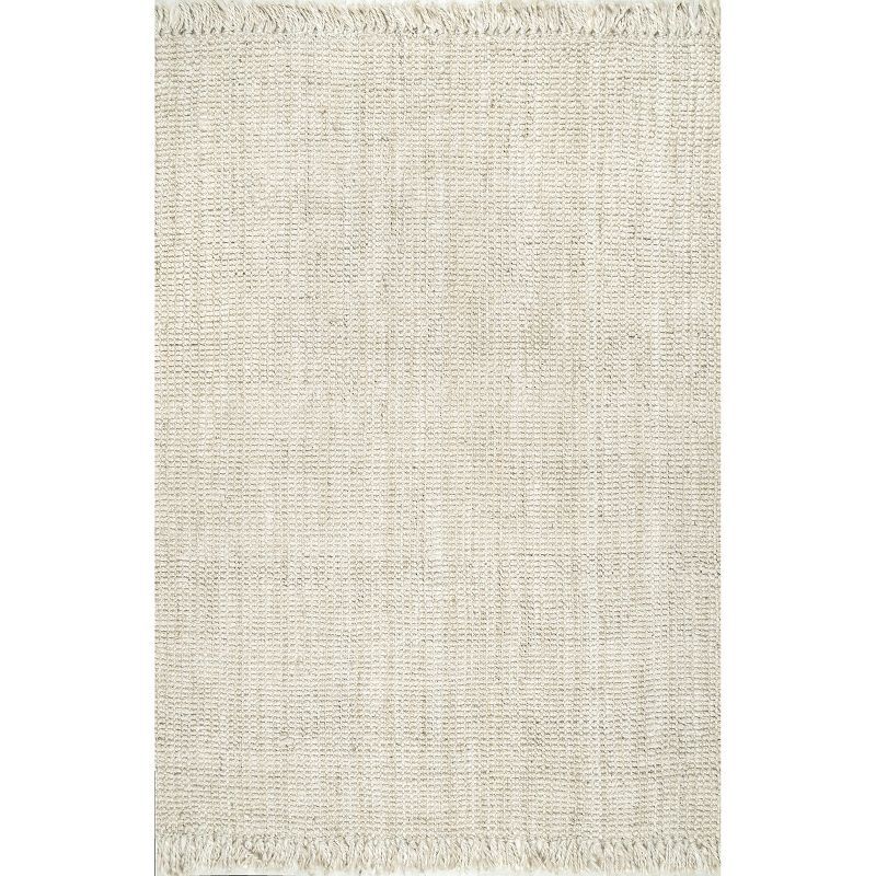 Handmade Braided Jute Oval Rug in Bleach White, 2' x 3'