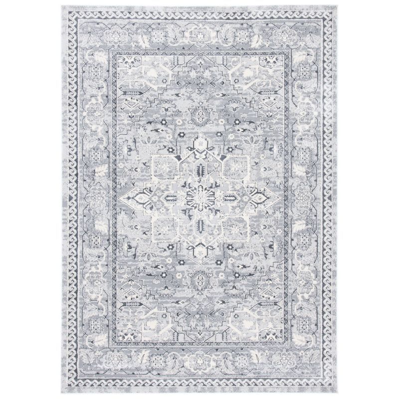 Alhambra 4' x 6' Cream and Grey Synthetic Area Rug