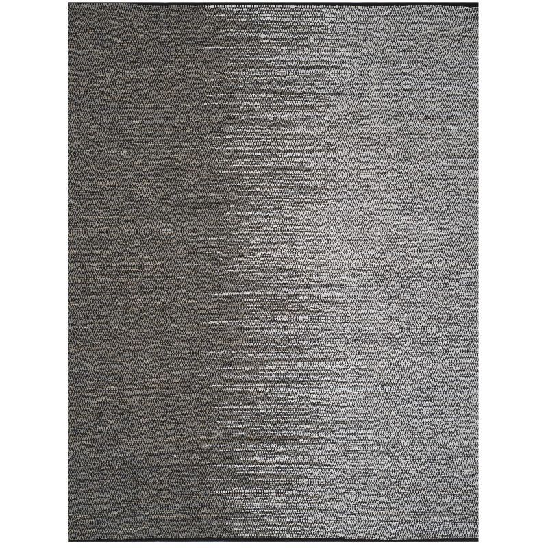 Handmade Light Grey and Grey Cowhide Flat Woven 8' x 10' Area Rug