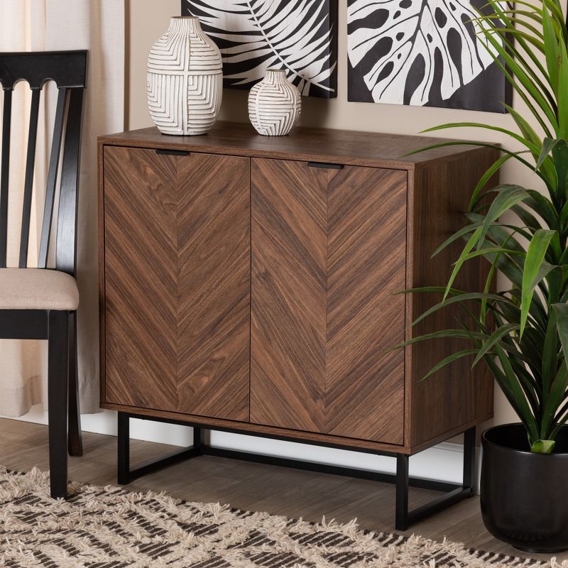 Sadia 31.5'' Walnut Brown Wood Storage Cabinet with Adjustable Shelving