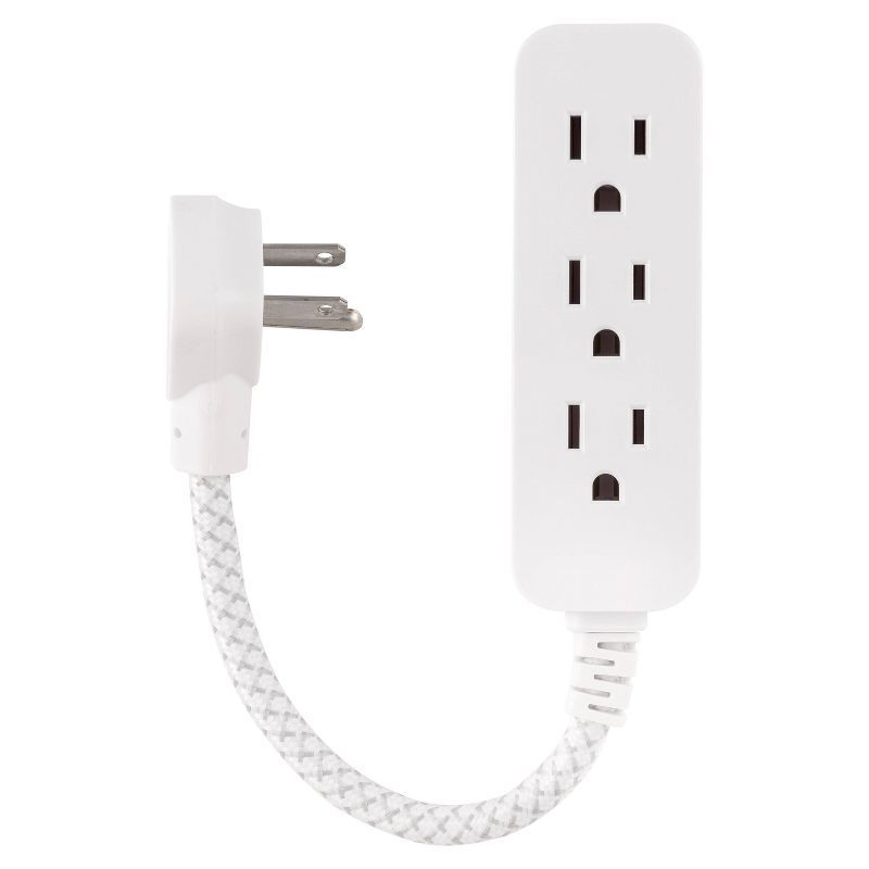 Philips 3-Outlet White and Gray Surge Protector with 1 Ft. Braided Cord