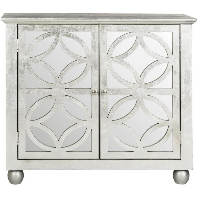 Havana Silver Leaf Transitional Storage Chest with Mirrored Doors