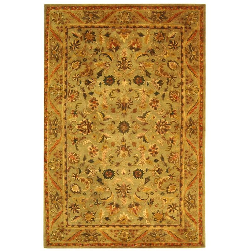Elegant Olive and Gold Hand-Tufted Wool Area Rug - 54" x 16"