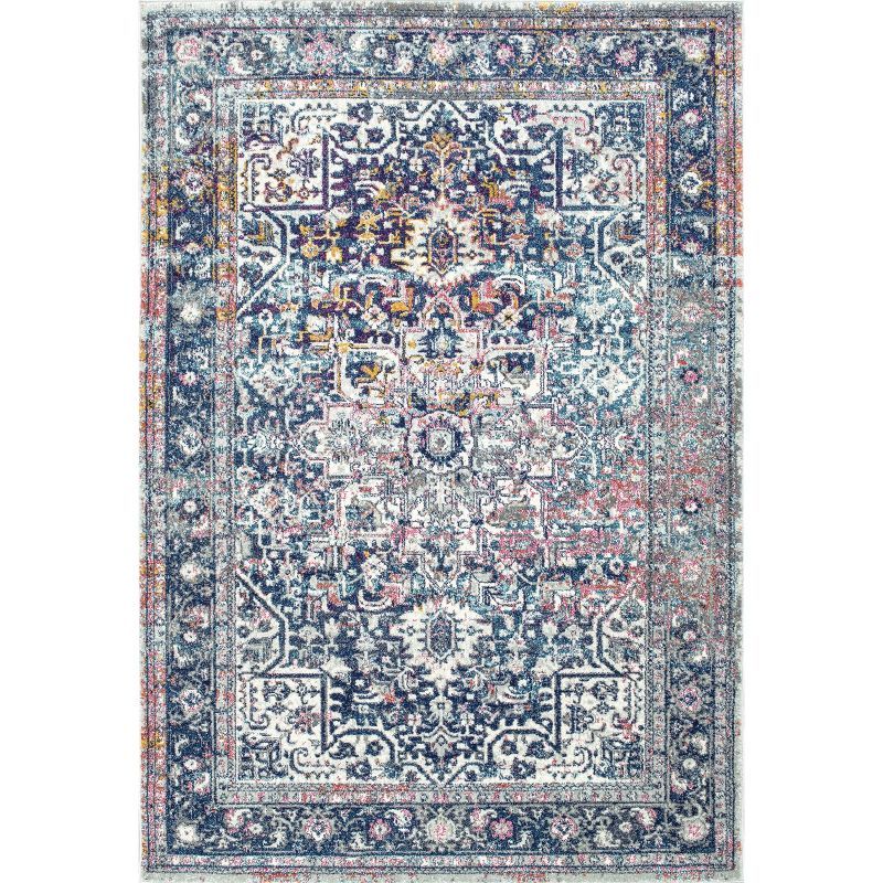 Lilah Vintage Medallion 4' x 6' Oval Blue Area Rug