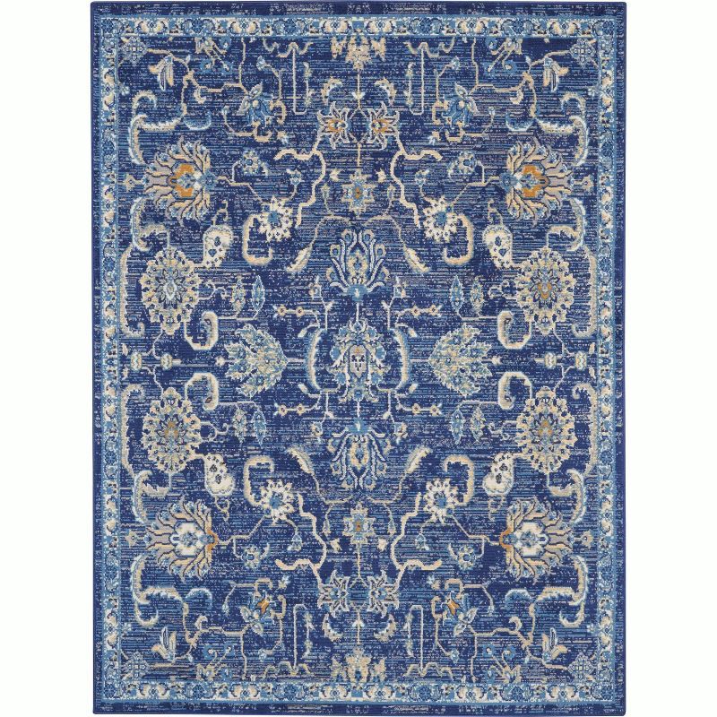 Navy Blue 5' x 7' Synthetic Traditional Area Rug