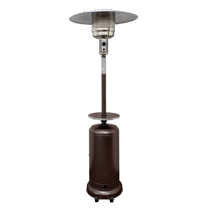 Hammered Bronze Tall Propane Patio Heater with Table