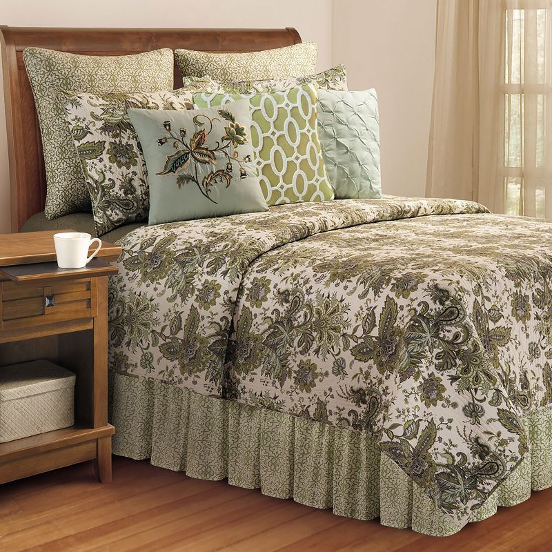 Esmeralda Twin Cotton Reversible Quilt in Earthy Green and Blue