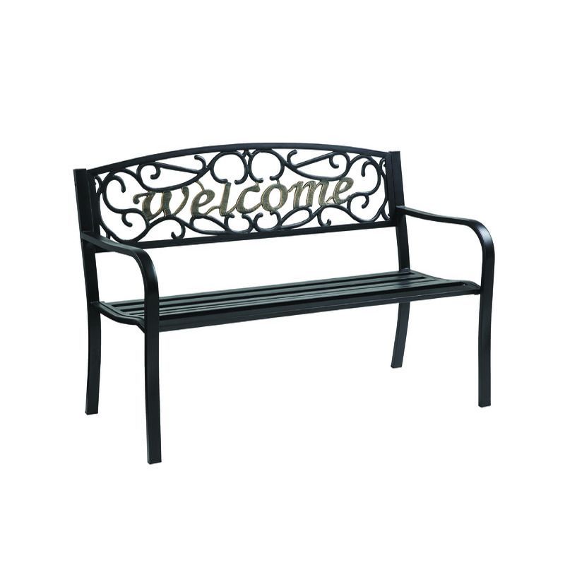 Living Accents Black Steel Welcome Outdoor Park Bench