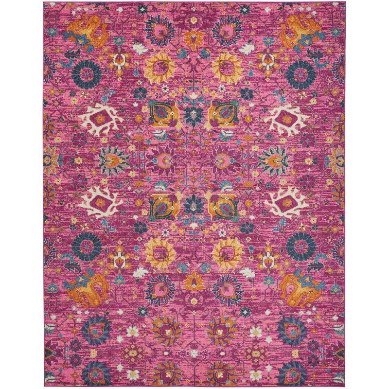 Fuchsia Floral Bliss Synthetic 8' x 10' Rectangular Area Rug