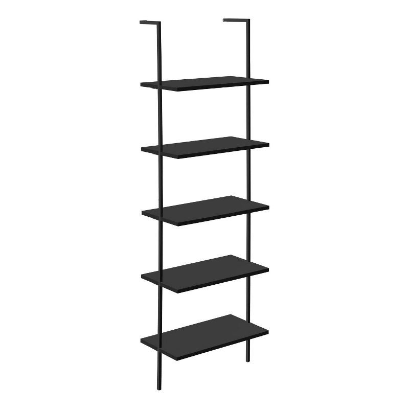 Black Metal 5-Tier Ladder Bookshelf