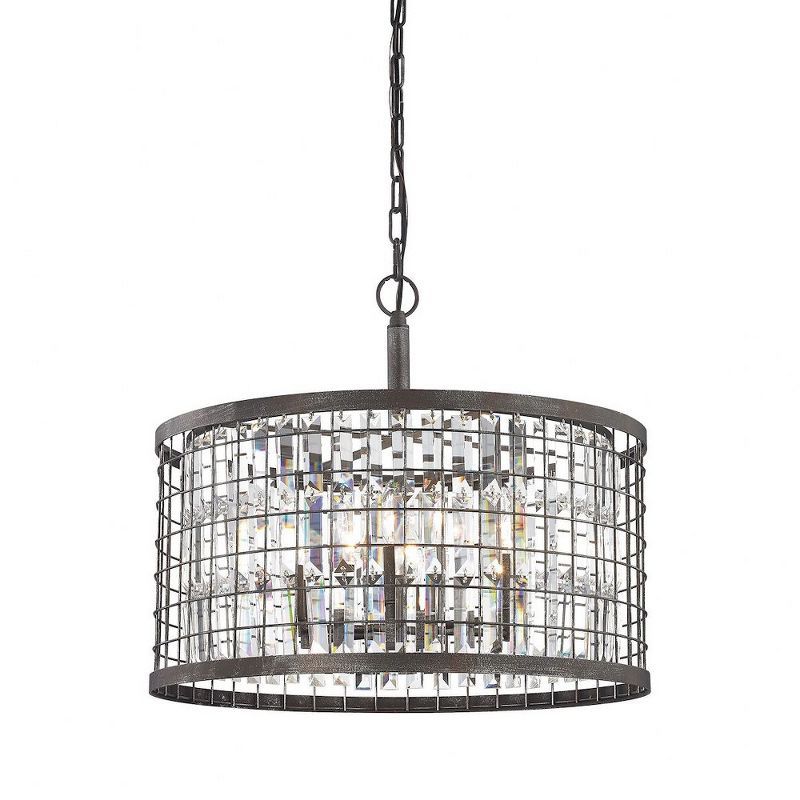 Nadina 6-Light Silverdust Iron Chandelier with Clear Crystal Cage