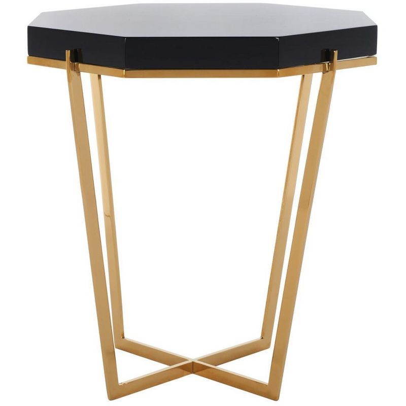 Transitional Octagonal Danna End Table in Gold and Black